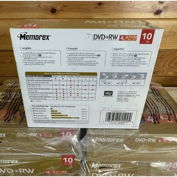 Lot of 5 Memorex DVD+RW 4x 4.7GB Slim Discs 10 Pack Blank Storage Media 50 Disk - Picture 2 of 3